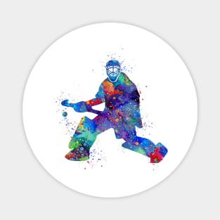 Boy Field Hockey Goalie Watercolor Silhouette Magnet